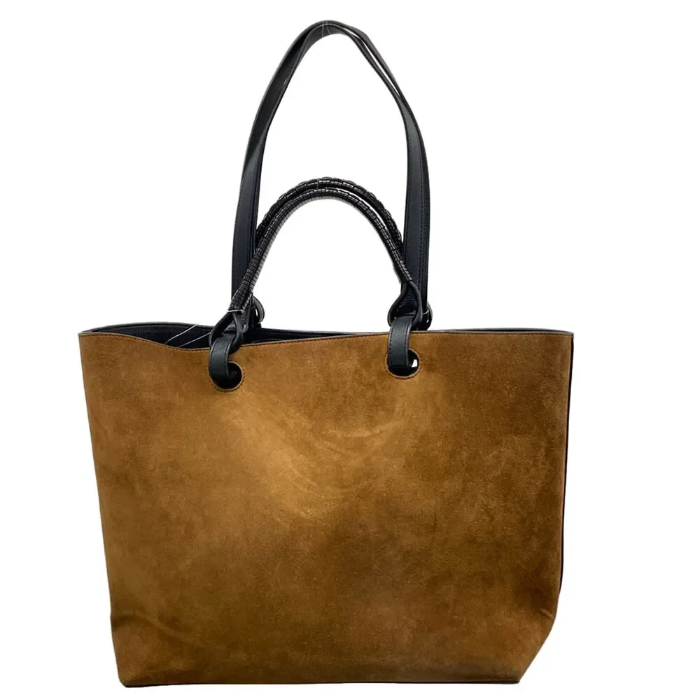 Loewe Anagram Tote Bag Tote Bag Brown Black Suede Leather